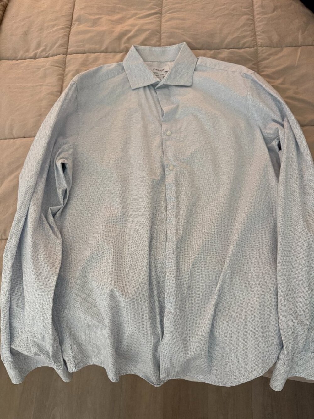 Calvin Klein Men’s Slim Fit Stretch Dress Shirt – 16 34/35 – Light Blue